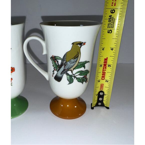 Set Of 3 Vintage 60s Fred Roberts Song Bird Footed Pedestal Mugs Made in Japan - Picture 6 of 6